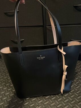 kate spade Black Tote with Cream Bow Charm